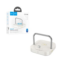 Carregador sem fio Magnético 2 em 1 Hoco CQ16B Astute para Smartphone e AirPods Tipo-C Branco